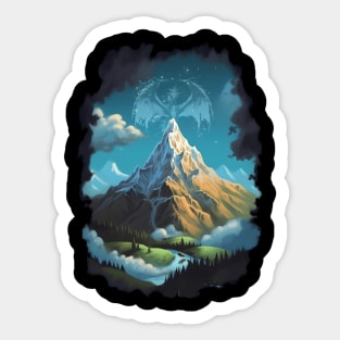 The Lonely Mountain and the Dragon - Fantasy Sticker